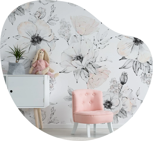 Kids Room Wallpaper with pink Whair