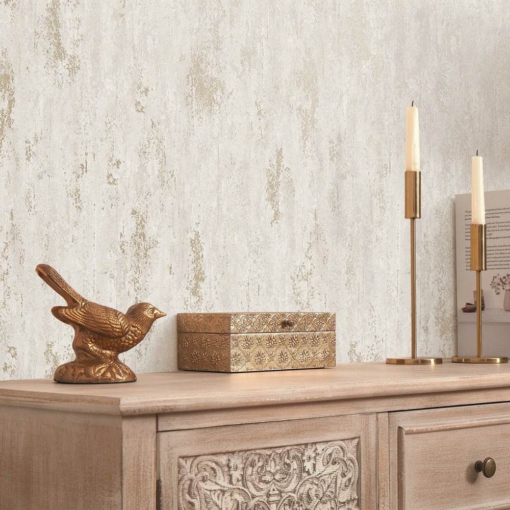 Manhattan Modern Wallpaper in Ivory and Gold - Image 5