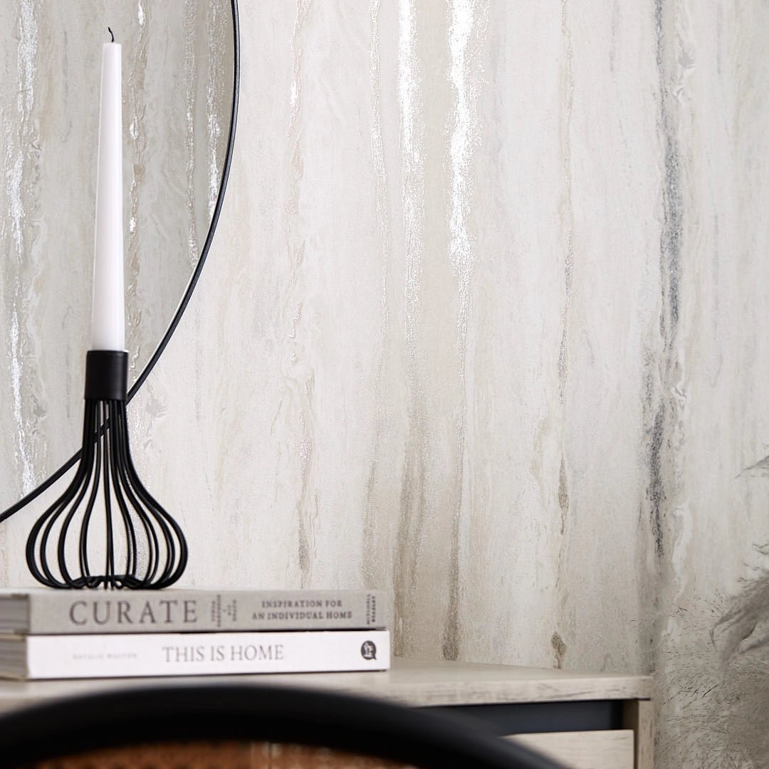 Zelda Metallic Wallpaper in Cool Grey with Metallic Silver - Image 3