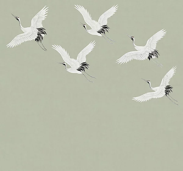 Art For the Home Cranes in Flight Sage Print To Order Fixed Size Mural - Image 2