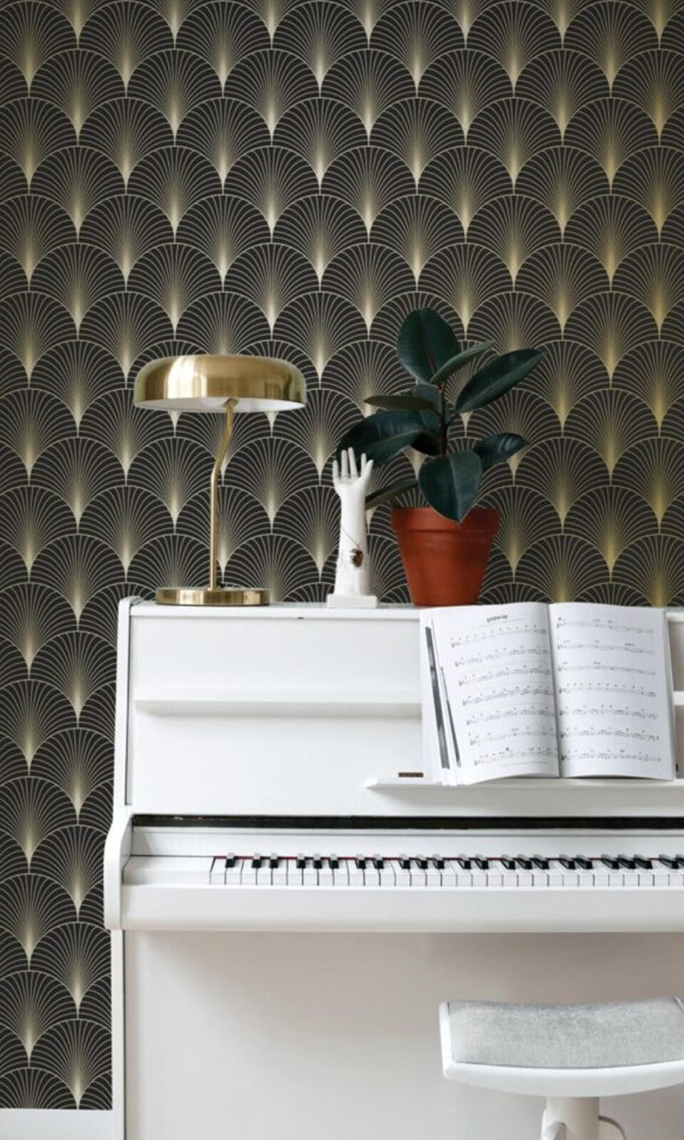 Black and Gold Art Deco Motif Wallpaper - Image 3