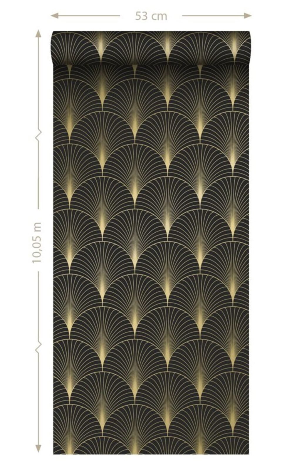 Black and Gold Art Deco Motif Wallpaper - Image 4