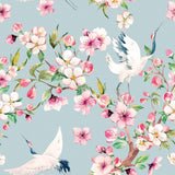 Blue Japanese Animal Peel and Stick Removable Wallpaper 7588 - Image 3