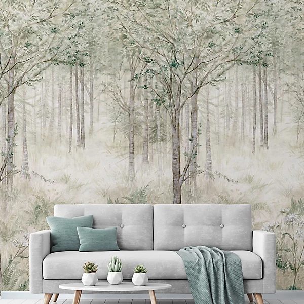Grandeco Fairytale Trees Green 3 panel repeatable Mural 1.59 x 2.8m - Image 3