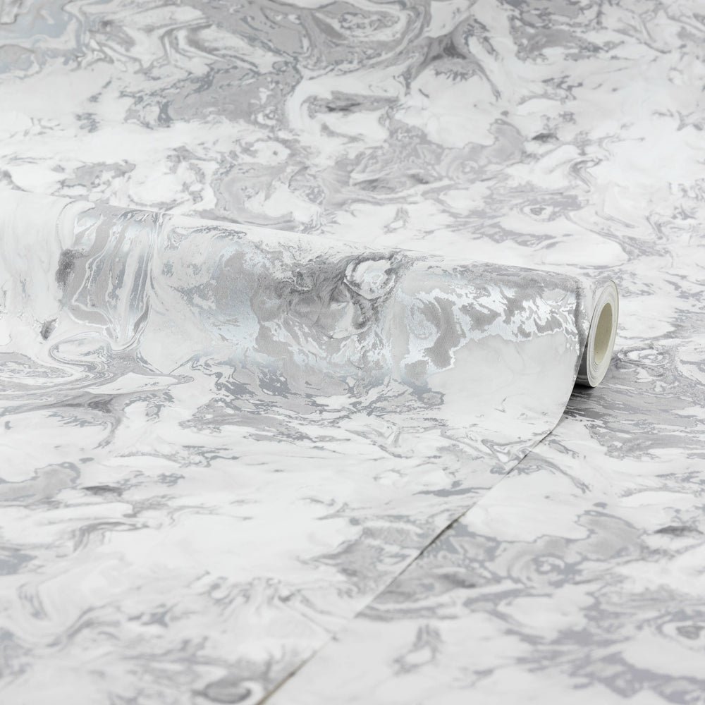 Silver marble wallpaper with elegant modern stone texture design