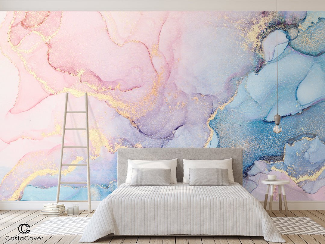 Pink & Blue Watercolor ink Wall Mural CCM015 - Image 3