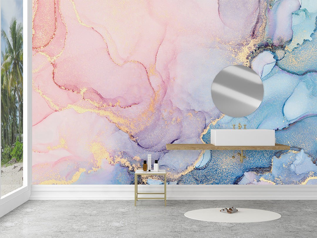 Pink & Blue Watercolor ink Wall Mural CCM015 - Image 4
