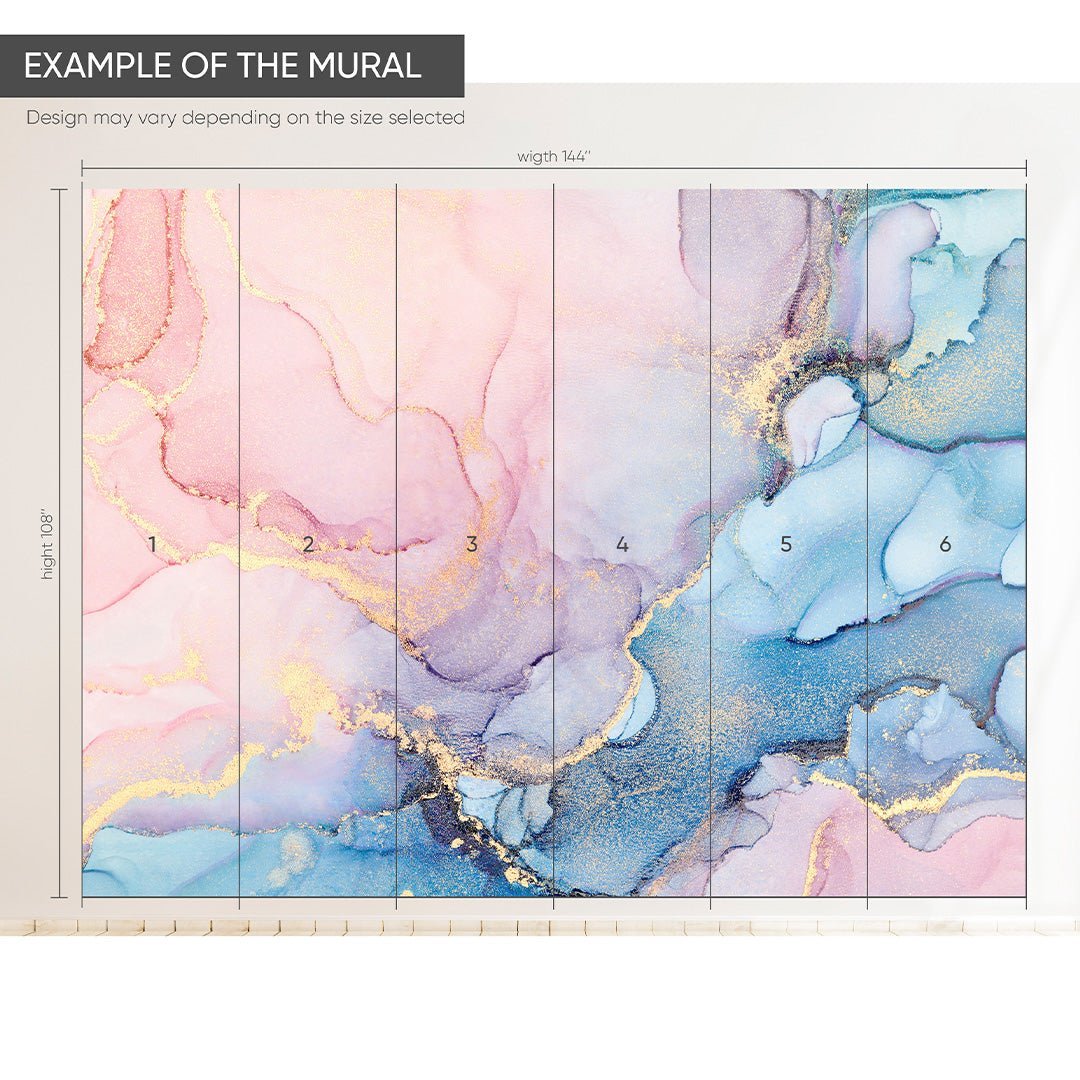 Pink & Blue Watercolor ink Wall Mural CCM015 - Image 5