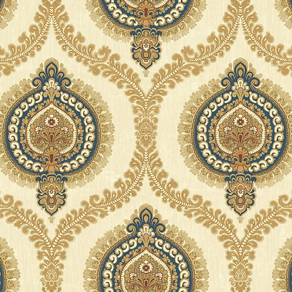 Wallquest Sunhani Navy Gold Wallpaper rich navy and gold design