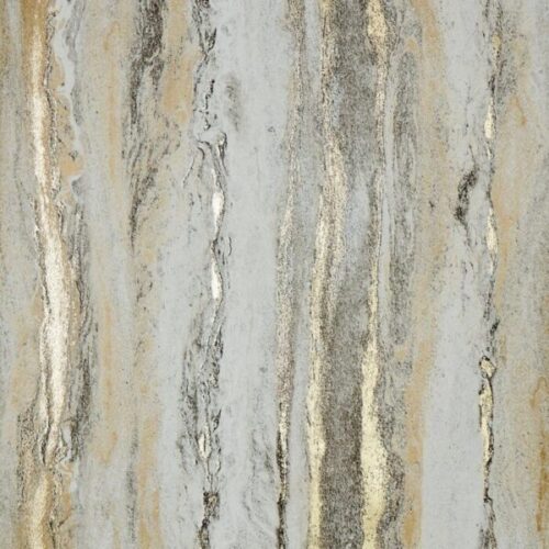 Zion Metallic Wallpaper in Grey and Gold - Image 5