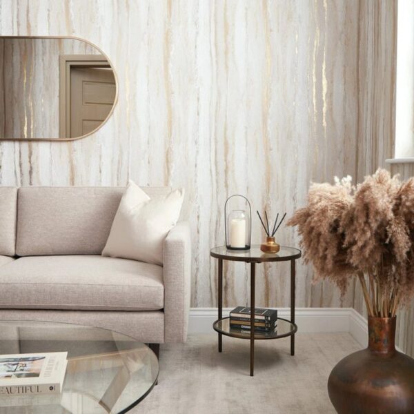 Zurich Metallic Wallpaper Cool Grey with Metallic Gold stylish home interior