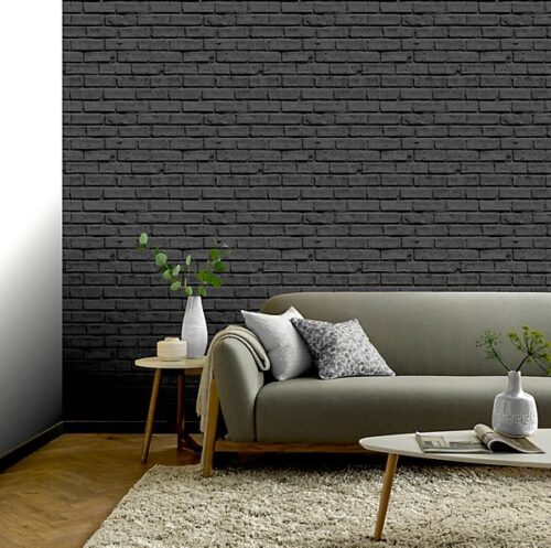 Arthouse Black Brick Wallpaper - Image 4