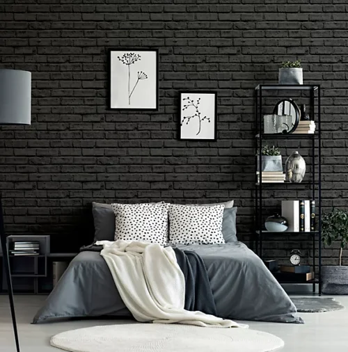 Arthouse Black Brick Wallpaper - Image 3