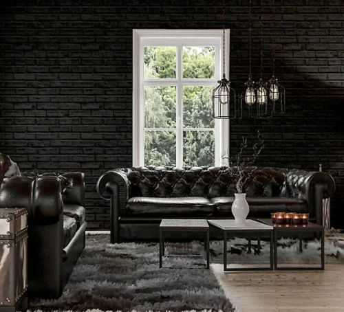 Arthouse Black Brick Wallpaper - Image 2