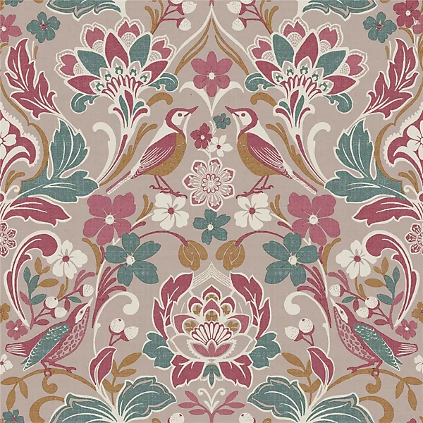 Arthouse Folk Floral Pink Wallpaper charming pink interior design