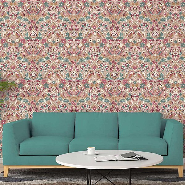 Arthouse Folk Floral Pink Wallpaper beautiful pastel floral look