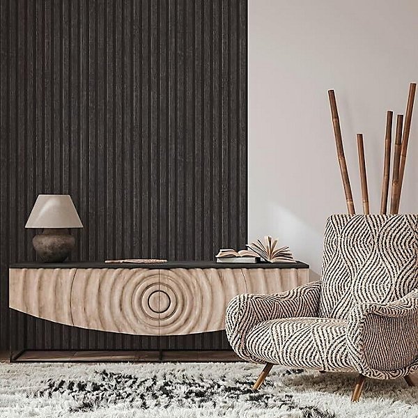 AS Creation Wood Slat Effect Black Dark Grey Panels Wallpaper - Image 3
