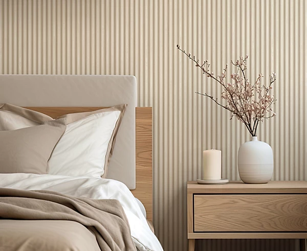 Belgravia 3D Ribbed Wood Effect Cream Wallpaper - Image 4
