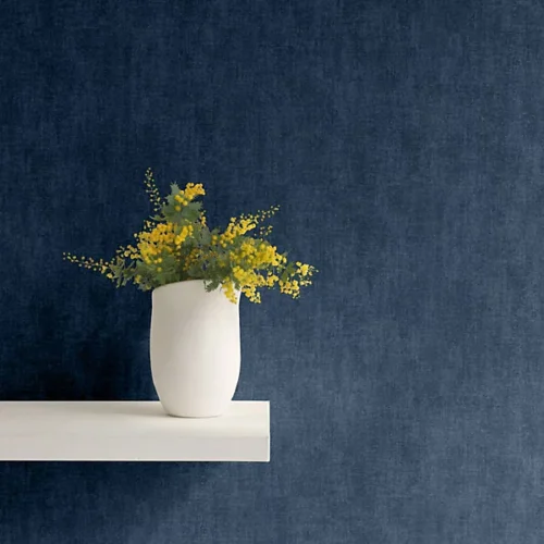 Darcy James Linen Texture Blue Wallpaper - Image 3