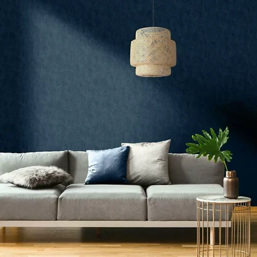 Darcy James Linen Texture Blue Wallpaper - Image 2