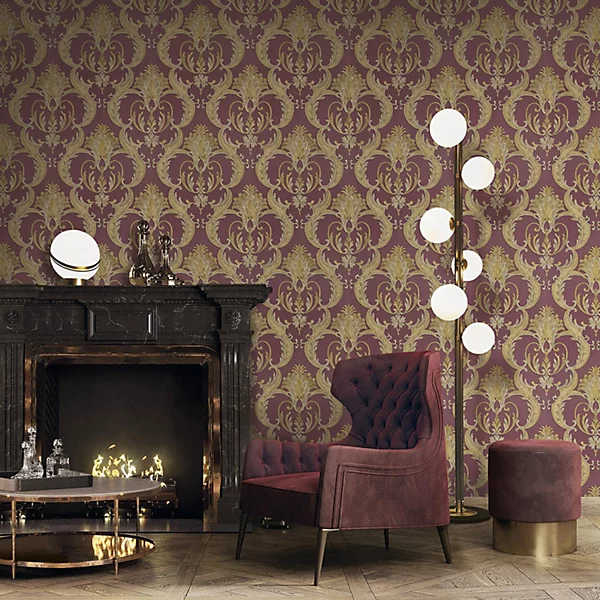 Debona Classic Damask Red Gold Wallpaper - Image 2