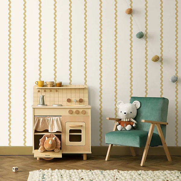 Do the Wiggle Stripe Wallpaper Ochre Holden - Image 2
