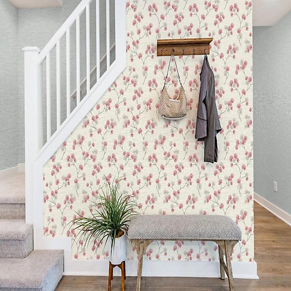 Fine Decor Kira Trail Red Grey Wallpaper subtle luxury home decor