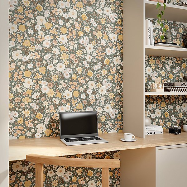 GoodHome Amity Green & Multicolour Floral Embossed Wallpaper - Image 5