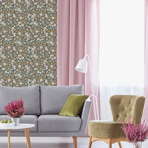 GoodHome Amity Green & Multicolour Floral Embossed Wallpaper - Image 4