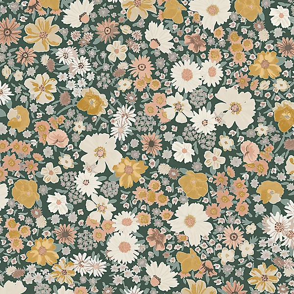 GoodHome Amity Green & Multicolour Floral Embossed Wallpaper - Image 2