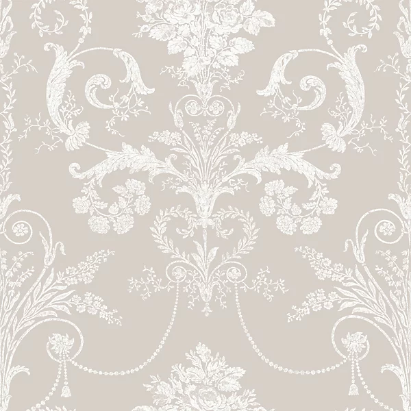 Laura Ashley Josette White & dove grey Damask Smooth Wallpaper - Image 3