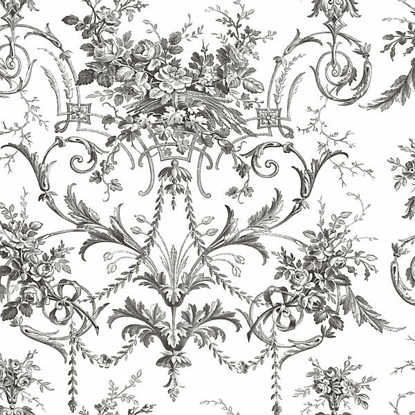 Laura Ashley White & Charcoal Grey Tuileries Smooth Wallpaper - Image 5