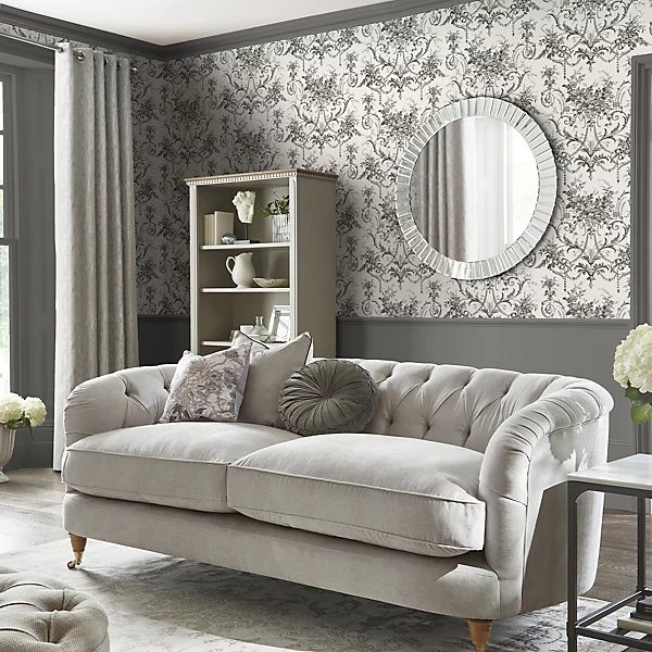 Laura Ashley White & Charcoal Grey Tuileries Smooth Wallpaper - Image 4
