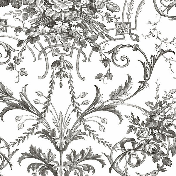Laura Ashley White & Charcoal Grey Tuileries Smooth Wallpaper - Image 2