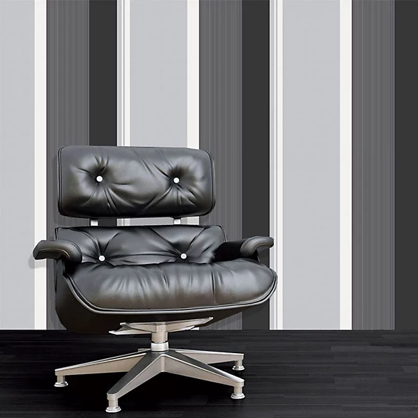 Stripe Wallpaper Bold Charcoal Grey Black - Image 4