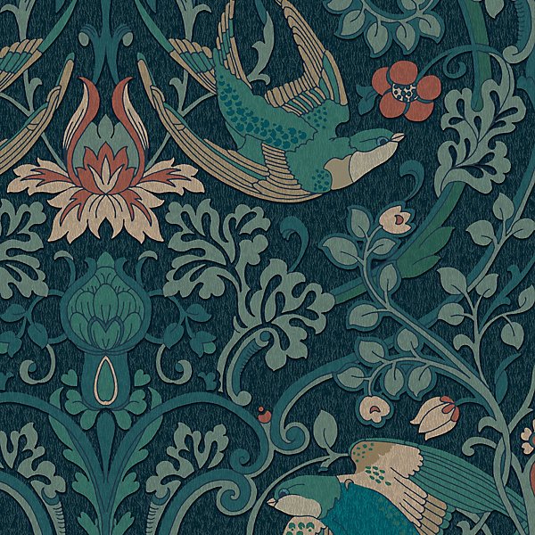 Superfresco Easy Archival Damask Blue Smooth Wallpaper - Image 2