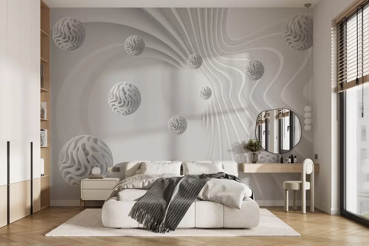 3D gray abstraction with spheres - Image 3