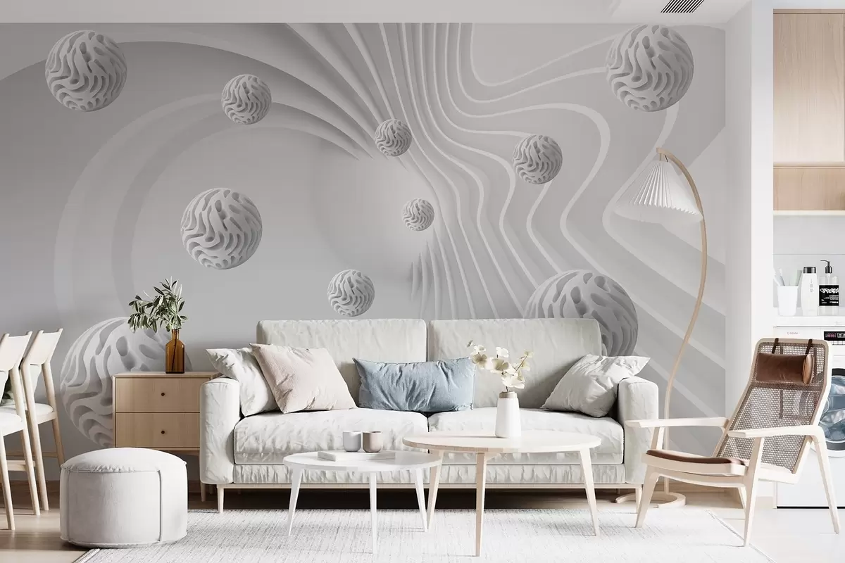 3D gray abstraction with spheres - Image 2