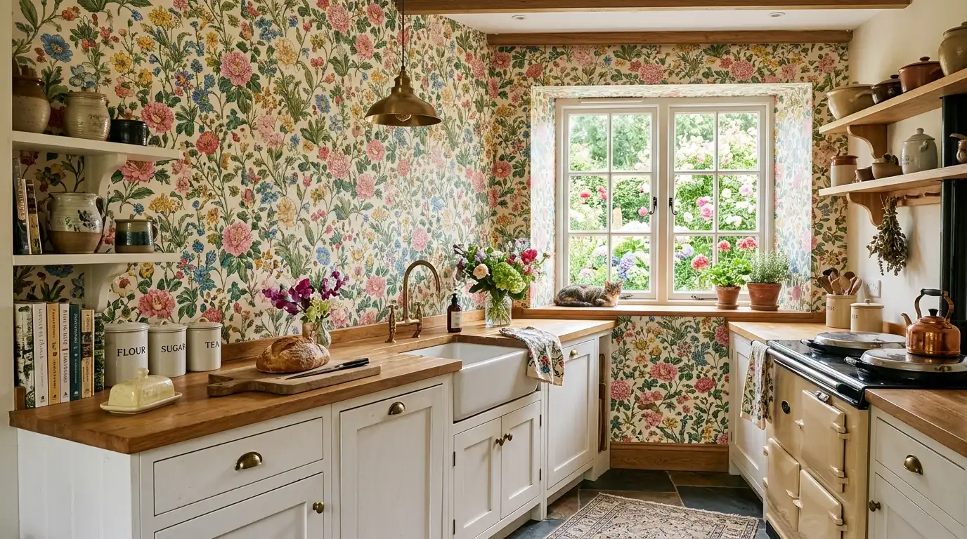 Floral Kitchen Wallpaper