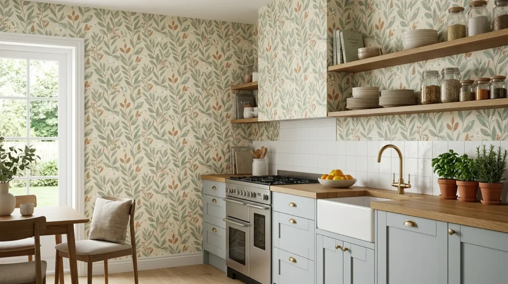 kitchInsanely Stylish Ways to Wallpaper Your Kitchenen
